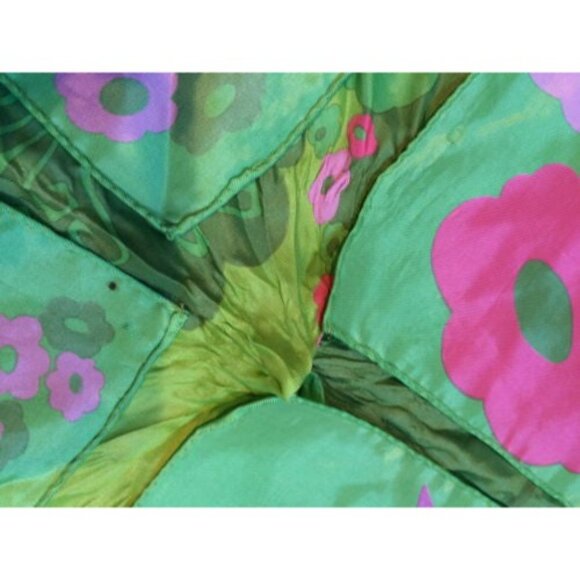 Vintage Green Pink Floral Silk Square Scarf Midcentury Design - Picture 11 of 11